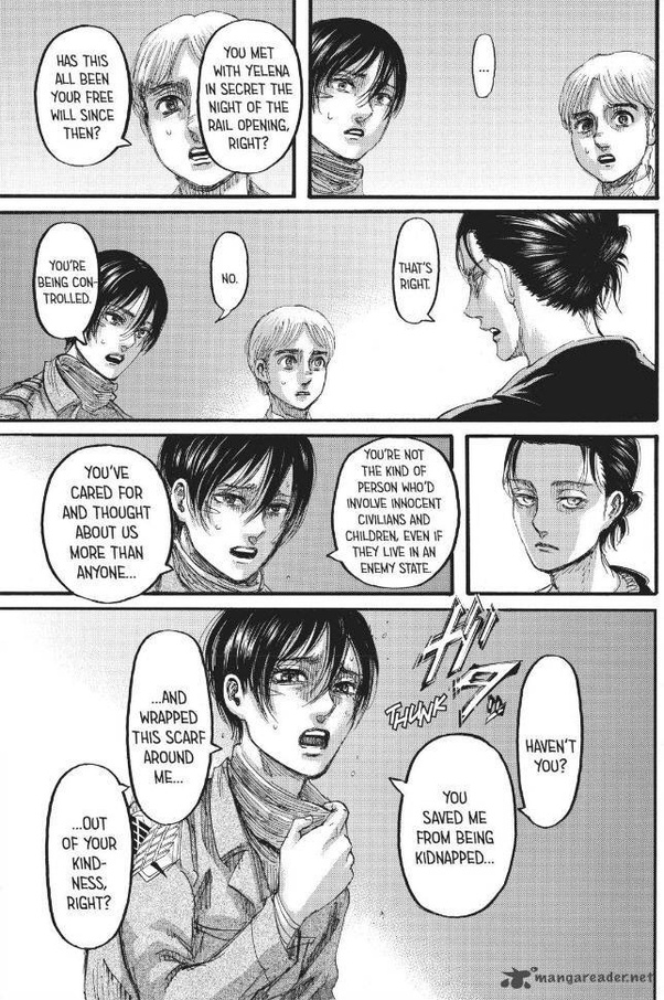 Què va dir Mikasa quan corregia Armin després que Eren dominava l'equip ODM?
